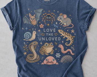Camiseta "Amo a los no amados", animales espeluznantes, camiseta gráfica de naturaleza gótica