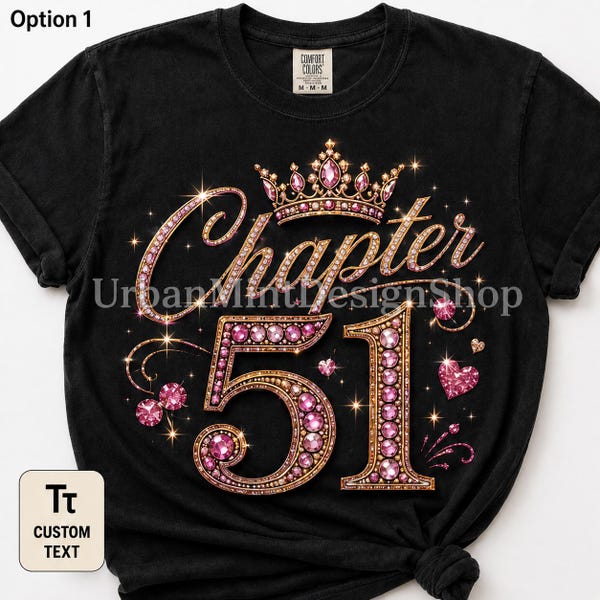Custom Chapter 51 Birthday Shirt, Glitter Leopard Number Tee, Personalized Text Outfit
