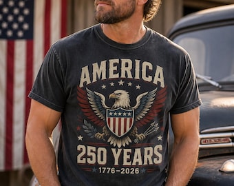 Camiseta gráfica vintage Eagle America 250 Years, camiseta patriótica 1776-2026