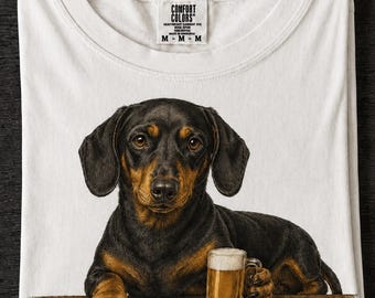 Camiseta de cerveza con diseño de perro salchicha, camiseta gráfica de perro salchicha, diseño para amantes de los perros de Comfort Colors