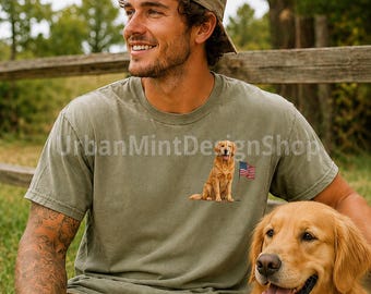 Golden Retriever American Flag Tee: Patriotic Dog Lover Shirt