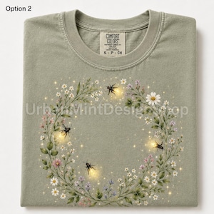 Firefly Wildflower Shirt, Cottagecore Floral Garden Tee, Comfort Colors Nature Lover