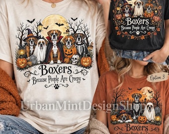 Boxer Dog Halloween Shirt, Spooky Costume Graphic Tee, Autumn Humor Gift