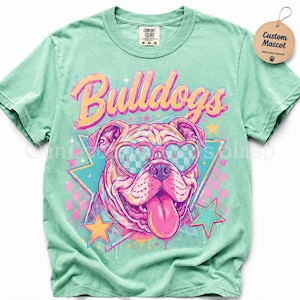 Custom Bulldogs Mascot Shirt, Retro School Spirit Tee, Personalized Teacher Gift