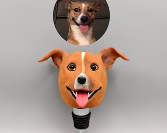 Personlig vinpropp för hund, anpassad flaskpropp med husdjurshuvud, handgjord vinpresent till hundälskare, inflyttningspresent