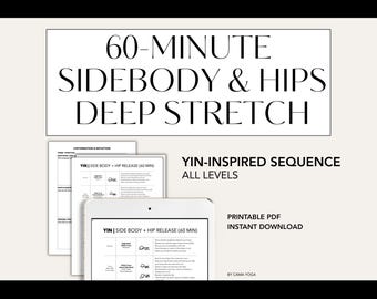 Plan de clase de estiramiento profundo de cadera y lateral / Secuencia de yoga de 60 minutos inspirada en el Yin (PDF)