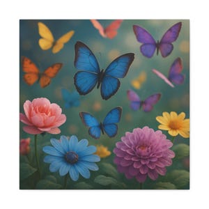 Vibrant Butterfly Canvas Wall Art, Floral Home Decor, Colorful Butterfly Stretched Print, Gift for Nature Lovers, Spring Decor, [...]