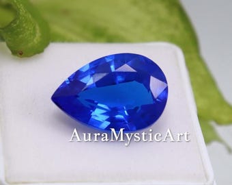 Royal Blue Sapphire Stone: 8.20 Carat Pear Faceted Gemstone 15.1x10.2x 6.5 mm