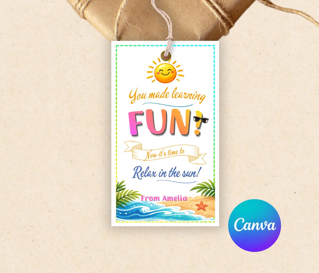 End of School Year Teacher Appreciation Gift Tag: Editable Template ...