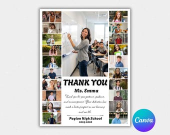Teacher Photo Collage Thank You Gift: Editable Canva Template (Instant Download)