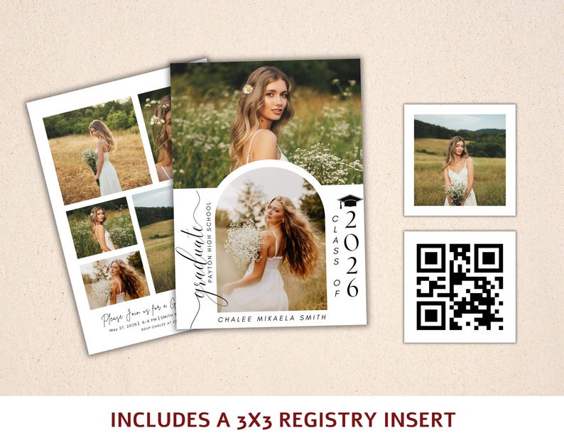 2026 Modern Graduation Announcement Card: DIY Party, Digital Template , Instant Edit & Download image 4