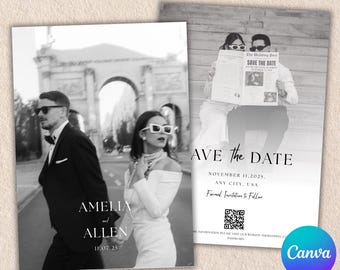 Chic Photo Save the Date Template: Editable Canva Design (Instant Download)