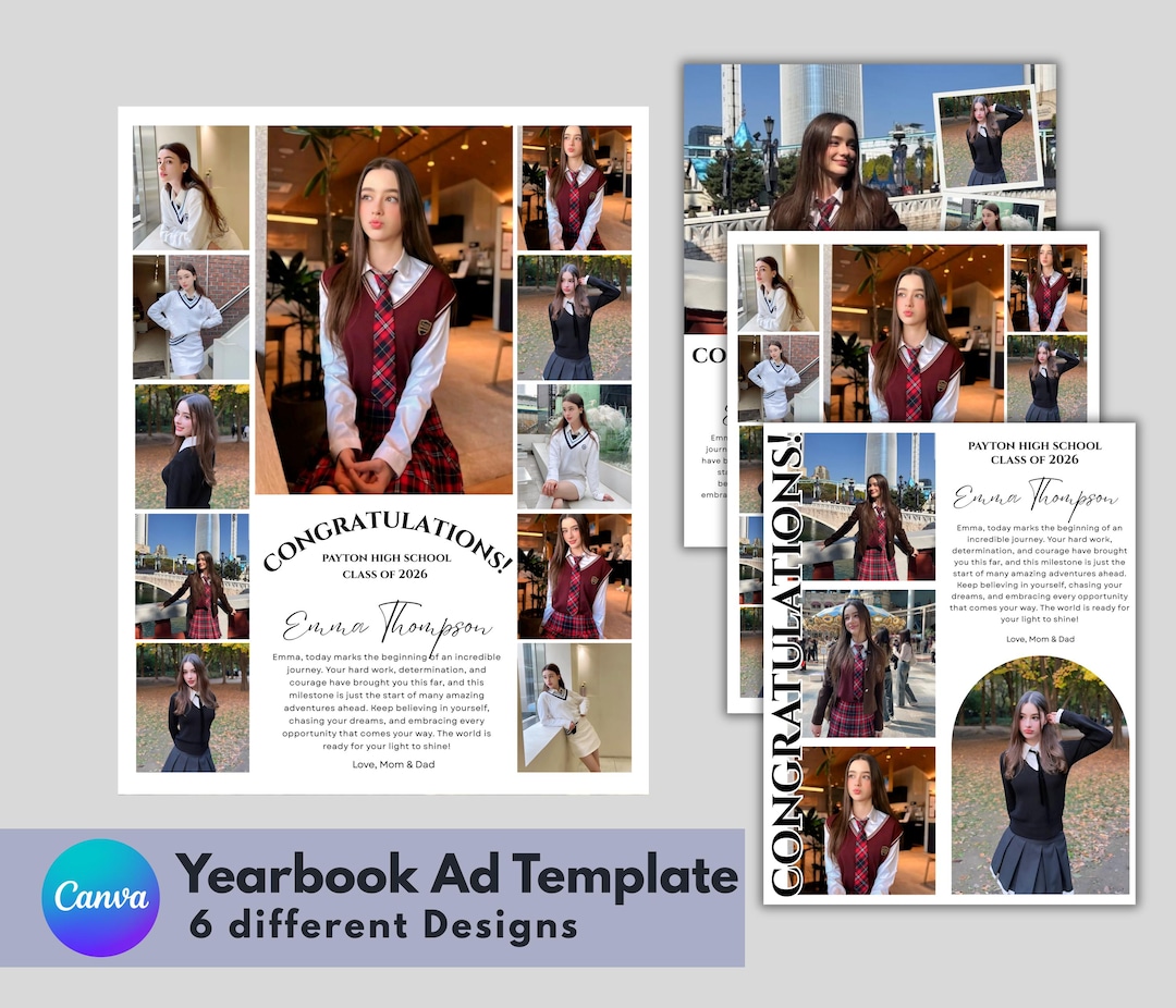 Yearbook Grad Pages. Example Yearbook Ad Template, Full Page, Senior Graduate High School Grad ...