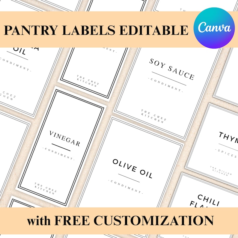 Editable Pantry Labels Template: Customizable Kitchen Organization