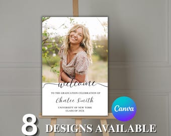 Editable Graduation Party Welcome Sign | Minimalist Modern Grad Template | Instant Download