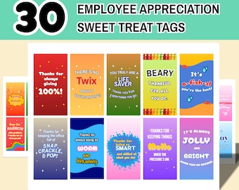 Employee Appreciation Gift Tags, Funny Snack Puns (Digital Download)