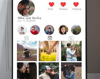 Custom Couples Photo Anniversary Print | Instagram Style CANVA Template | Personalized Digital Download