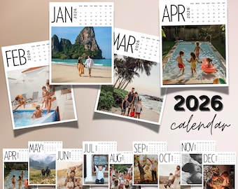 Personalized 2026 Photo Calendar: Printable Monthly Gift Surprise (Digital Download Editable Canva Template )
