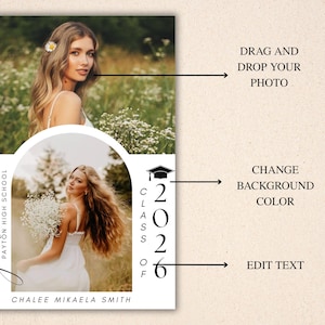 2026 Modern Graduation Announcement Card: DIY Party, Digital Template , Instant Edit & Download image 5