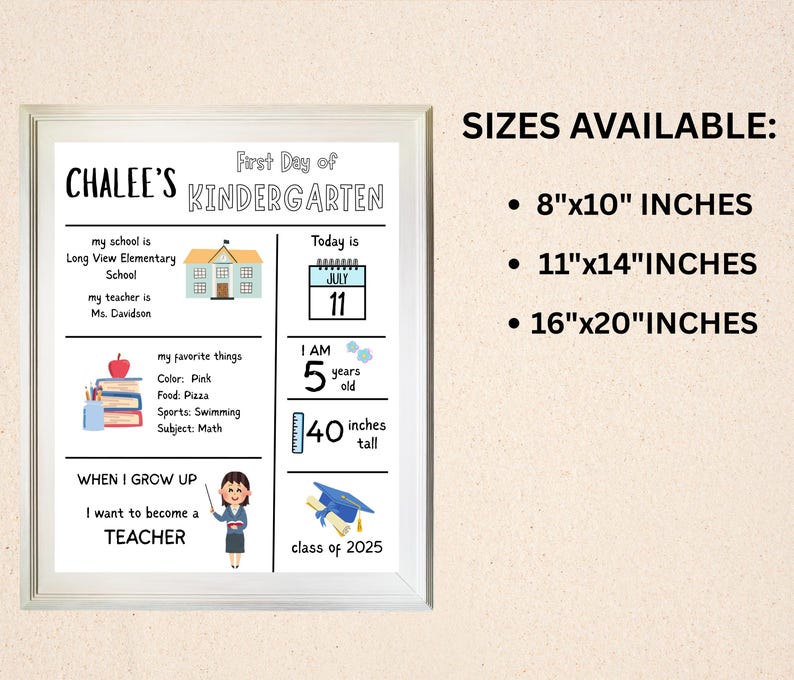 Editable First Day of School Sign Template: Printable Personalized Editable First Day of School Sign Template: Printable Personalized