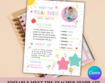 Meet the Teacher Template: Editable Canva Flyer (Digital Download)