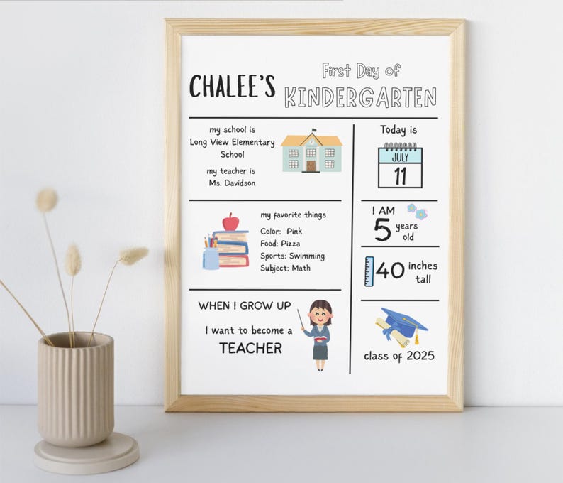 Editable First Day of School Sign Template: Printable Personalized Editable First Day of School Sign Template: Printable Personalized