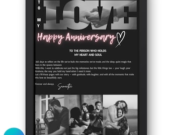 Custom Couples Photo Anniversary Print Poster | Editable CANVA Template | Digital Download