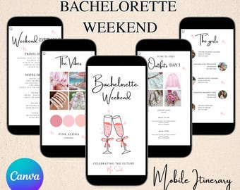 Editable Bachelorette Itinerary Template | Canva Digital Download | Party Planning Printable