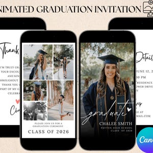 Editable Graduation Invitation Template | Modern Photo Grad Announcement | Minimalist Digital Invite image 1