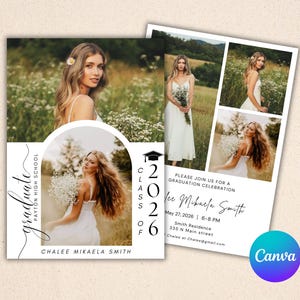 2026 Modern Graduation Announcement Card: DIY Party, Digital Template , Instant Edit & Download image 1