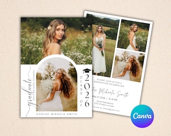 Modern Graduation Announcement Card: Editable Photo Template (Digital Download)