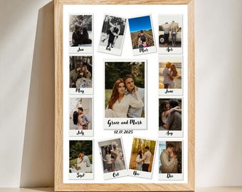 1 Year Anniversary Photo Collage Calendar: Personalized Monthly Memories (Digital Download)