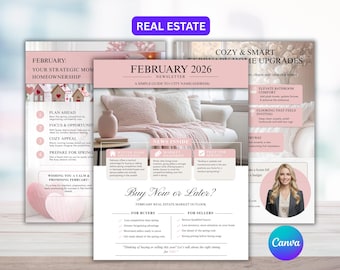 February Real Estate Newsletter Template | Winter Market Update | Canva Editable Realtor Newsletter | Digital Download