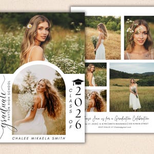 2026 Modern Graduation Announcement Card: DIY Party, Digital Template , Instant Edit & Download image 2