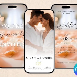 Animated Wedding Video Invitation Template, Electronic Wedding Video Invitation, Custom Digital Wedding Invitation, Editable DigitalTemplate