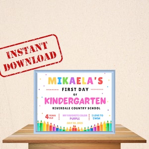 First Day of School Sign Editable Back to School Sign Personalized Signs  Printable Reusable Template Kids Teacher Instant Digital Download