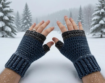 Crochet Fingerless Gloves Pattern – Easy Mitten Hand Warmers (PDF Download)