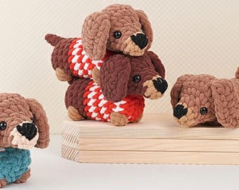Crochet Dachshund Pattern: 6" Amigurumi Puppy with Sweater (PDF Pattern)