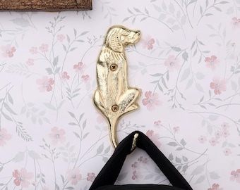 Messing Hundeschwanz Wandhaken | Goldenes Finish, Schlüsselhalter