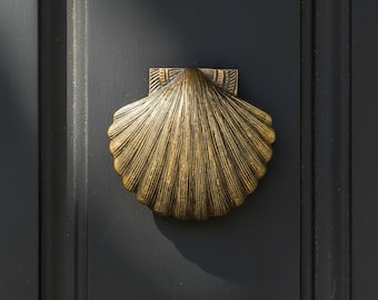 Antique Brass Seashell Door Knocker | Coastal Beach House Decor