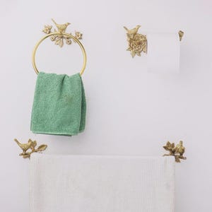 Ensemble de 3 accessoires de quincaillerie de salle de bain design branche d&#39;oiseau, laiton, bronze