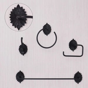 Lot de 4 accessoires de salle de bain en aluminium noir de qualité supérieure Steel Leaf, design vintage à fixation murale