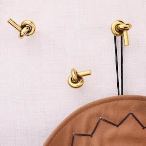 Steel Leaf Solid Golden Knot Brass Wall Hooks-Pack of 3 | Brass Hook | Wall Organizer | Key Holder | Towel Hook