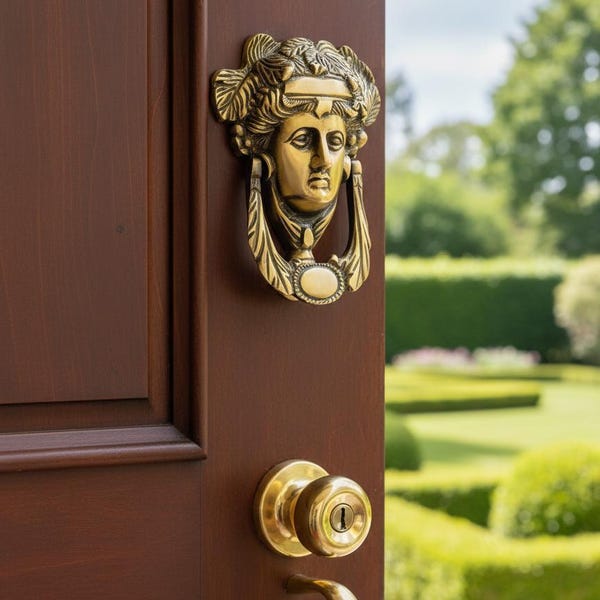 Dionysus Brass Door Knocker | Vintage Grecian Door Decor