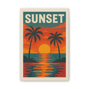 Sunset Canvas Art, Tropical Wall Decor, Beach House Aesthetic, Summer Home Decor, Gift for Beach Lovers