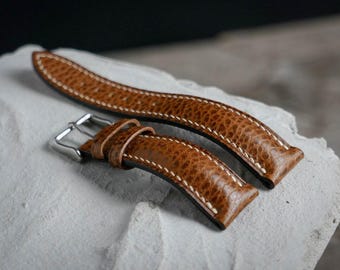 Handmade Rustic Brown Leather Watch Band: Vegetable-Tanned Dollaro Strap