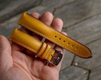 Watch Strap Leather – Yellow – 18mm 20mm 22mm – Men’s & Women’s Handmade Watch Band