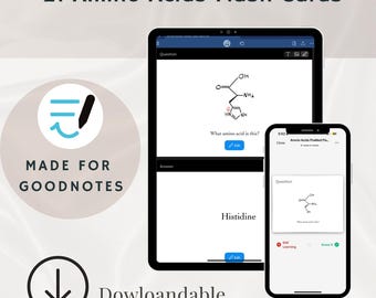 21 Amino Acid Flashcards |  Digital Cards for Goodnotes, Biochemistry, Med School, Pre-Med Study Tools