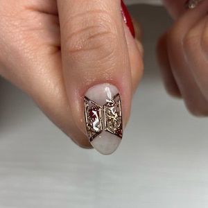 BTS Concert Press On Nails | Kpop Army Fake Nails | Red Gold 3D Chrome Nail Art | Kpop Fan Gift Press Ons | Korean Style Reusable Nails image 3