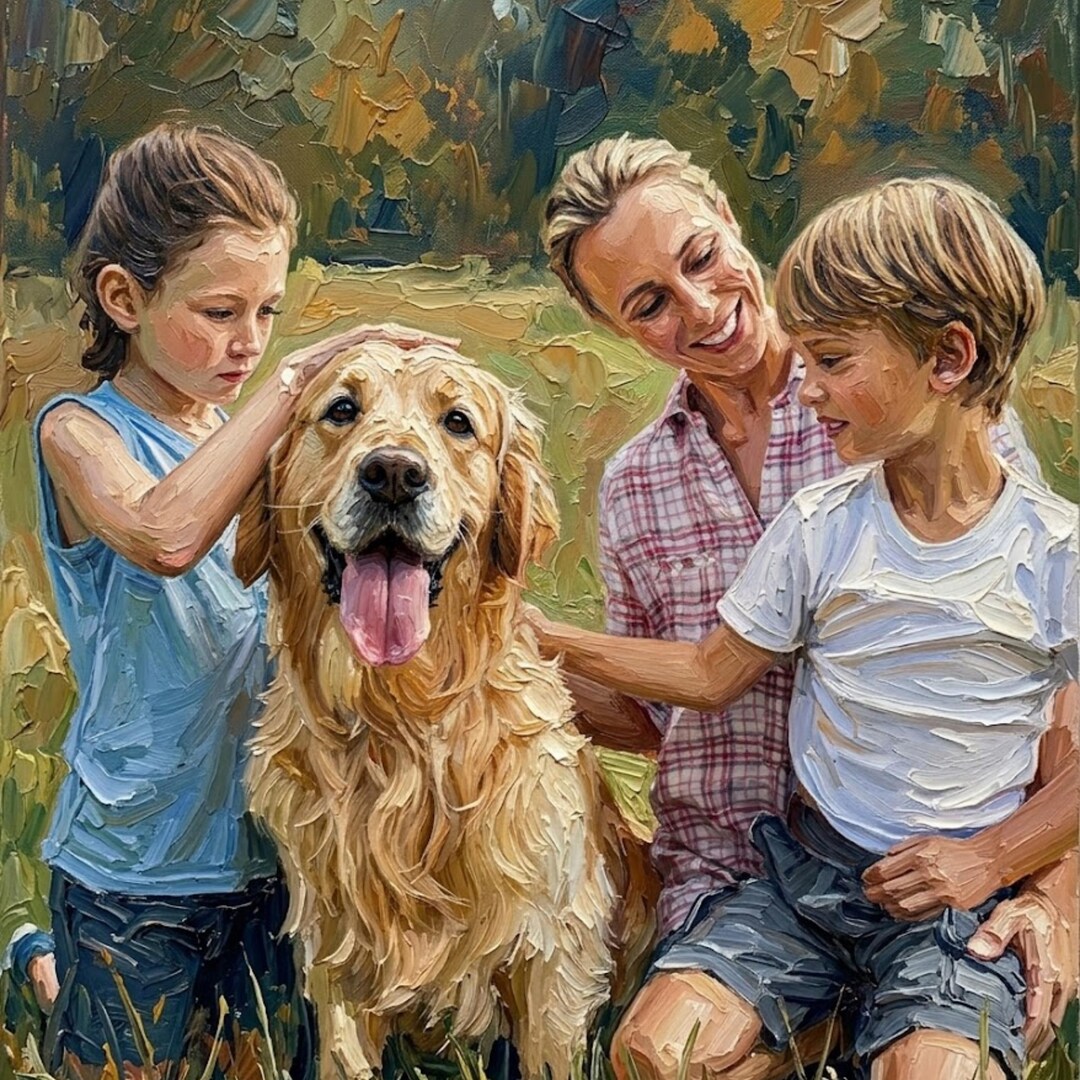 Custom Family Pet Portrait From Photo, Personalized Couple Dog Cat ...